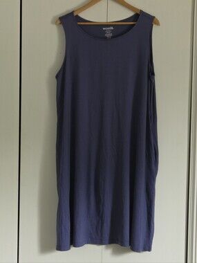 wool& sleeveless scoop neck dress in deep periwinkle